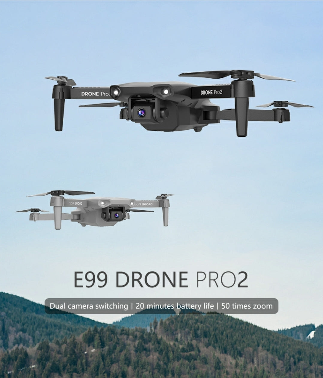 DRON E99 PRO2 DOBLE CÁMARA AJUSTABLE FPV